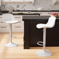 Kidol & Shellder Bar Stools Set of 2 Adjustable Swivel Counter Height Stools, Modern PU Leather Upholstered with Back Solid Color Barstools for Kitchen Island White