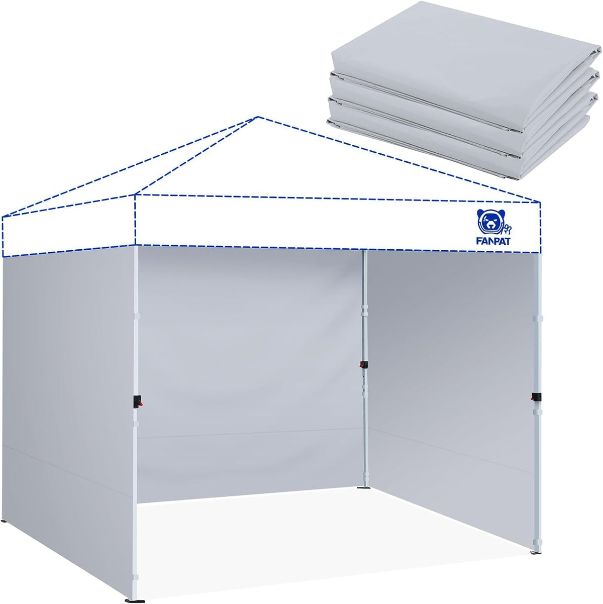FANPAT Sidewalls for 10x10 Pop Up Canopy, Durable Gray(3Pcs Sidewalls Only)