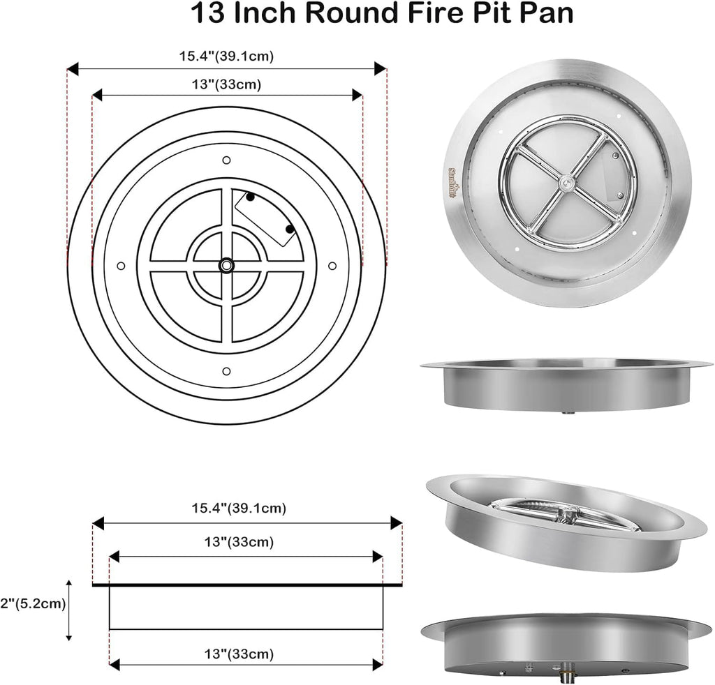 Stanbroil 13-Inch Drop-in Fire Pit Burner Pan, Round Fire Pit Insert
