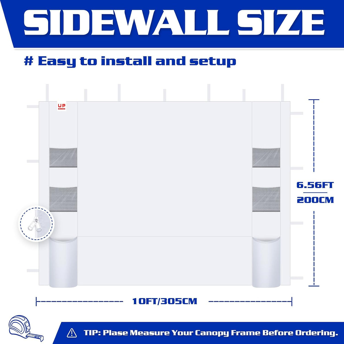 FANPAT Instant Canopy Tent SideWalls with 6 Pockets for 10x10 FT Pop Up Canopy, 210D Polyester Waterproof(3PCS Sidewall Only, Canopy Tent NOT Included)