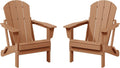 WestinTrends Malibu 2 Piece Set Outdoor Folding Poly Adirondack Chair, Teak