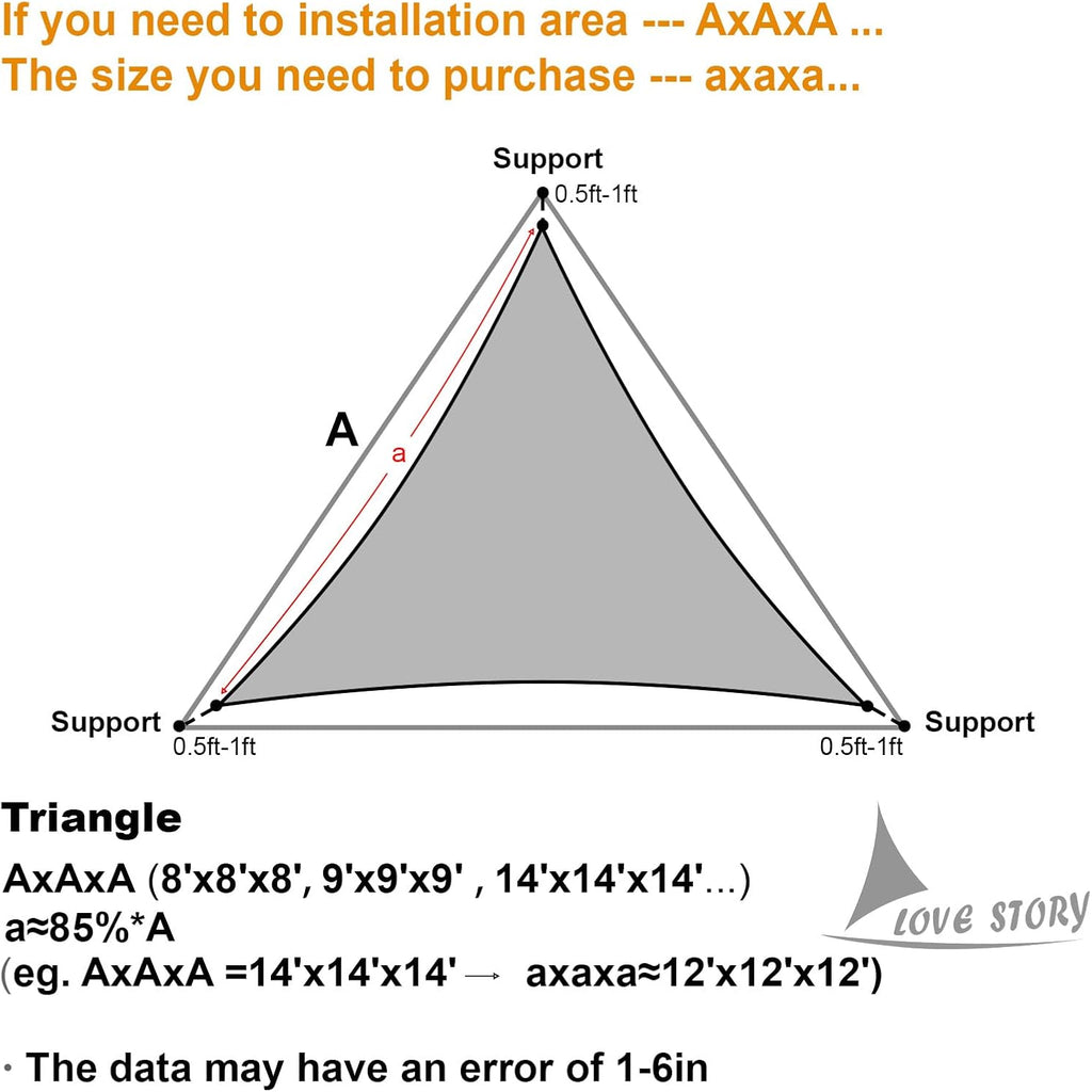 love story 12' x 12' x 12' triangle shown in use