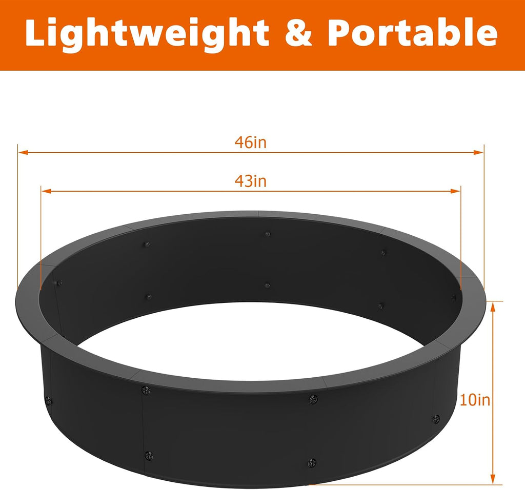 Fire Pit Ring Outdoor 46 Inch Outer 43 Inch Inner Round Firepit Accessories