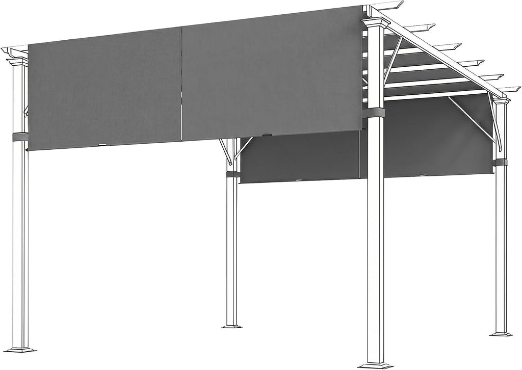 Outsunny 2 PCS 4 x 16ft Pergola Canopy Replacement, Dark Gray