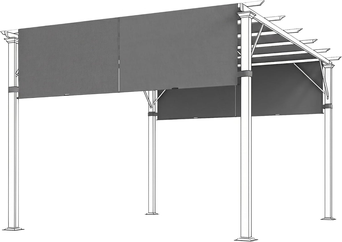 Outsunny 2 PCS 4 x 16ft Pergola Canopy Replacement, Dark Gray
