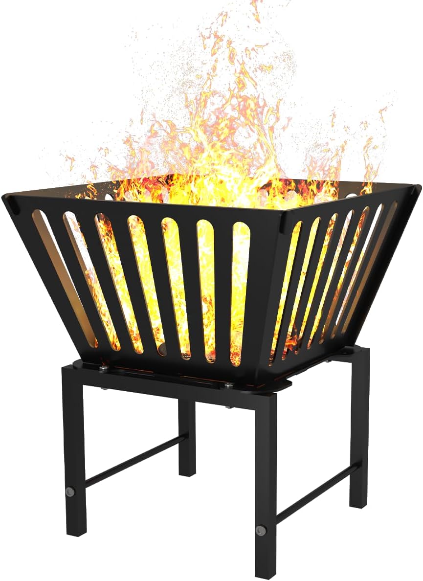 Mondazie 17’’ Portable Fire Pit with Storage Bag, Trapezoid Vertical Hollow