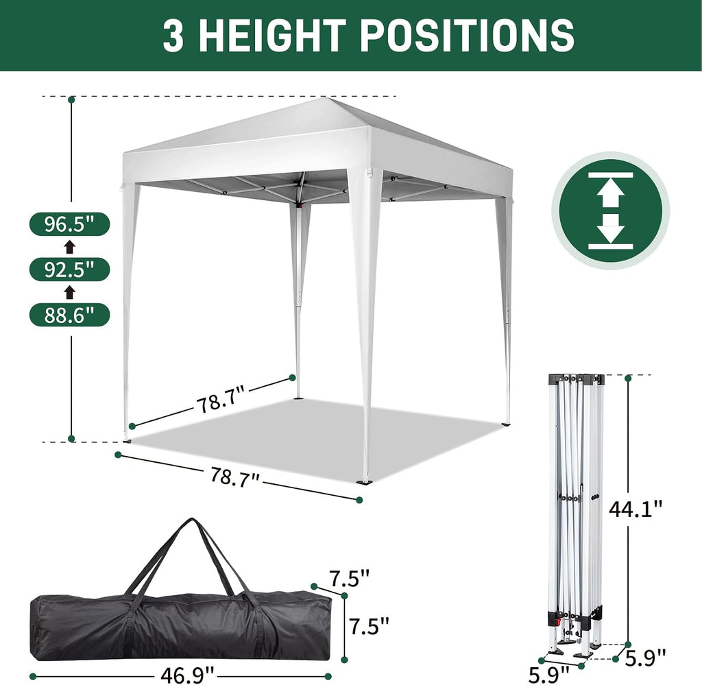 Outvita 6.5x6.5ft Pop Up Canopy Tent for Patio Party BBQ Camping White