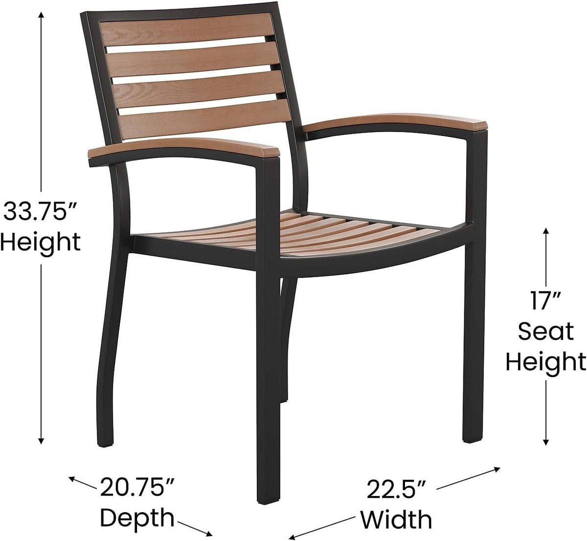 Flash Furniture Commercial Aluminum Stackable Side Chair, Black, 4-Pack