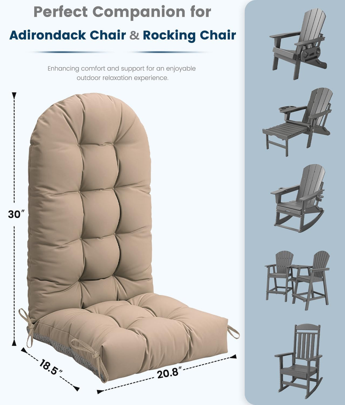 foowin adirondack chair cushion set of 2, high shown in use
