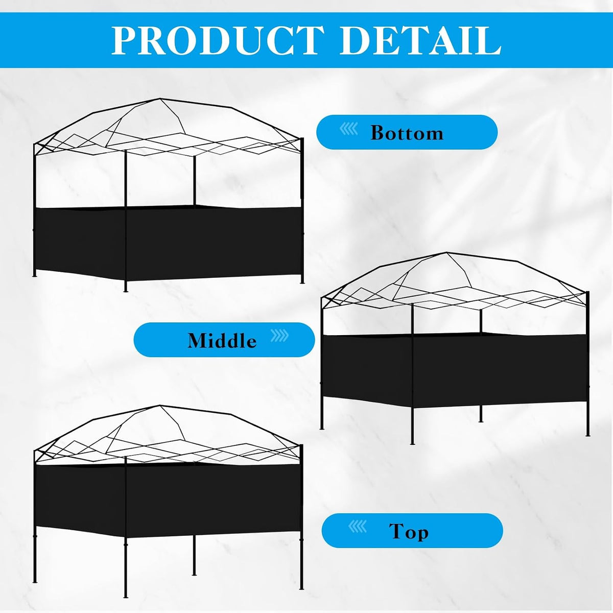 canopy half wall tent sidewall for 10x10 pop, side view