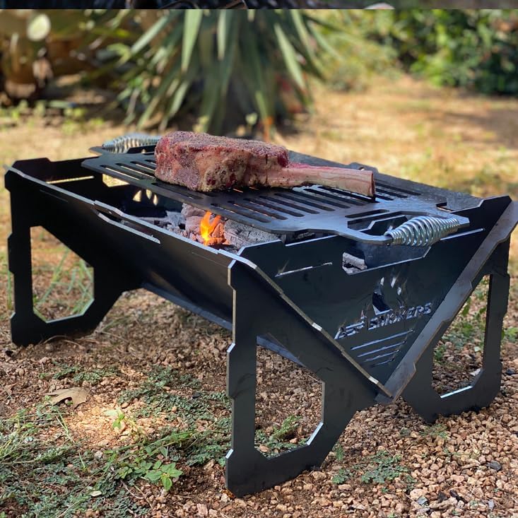 ASF All Seasons Feeders - EZ Pack Portable Firepit with Grill - Heavy Duty Travel BBQ Pit