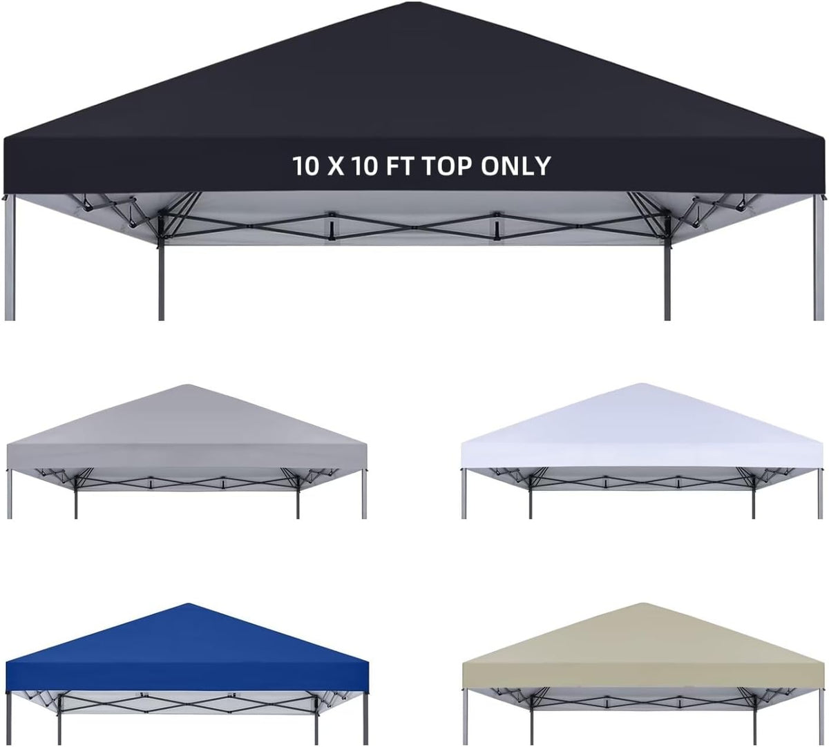 10x10 Canopy Replacement Top Only,Waterproof Pop Up Canopy Tent Top Replacement Cover Roof with Windproof Ropes for Straight Leg Frame, 420D Polyester for Outdoor Garden Pavilion Sun Shade(Black)