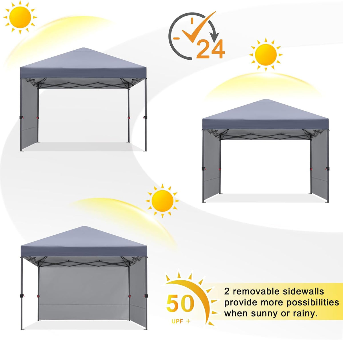 cooshade pop up canopy tent with 2 sidewalls, close-up detail