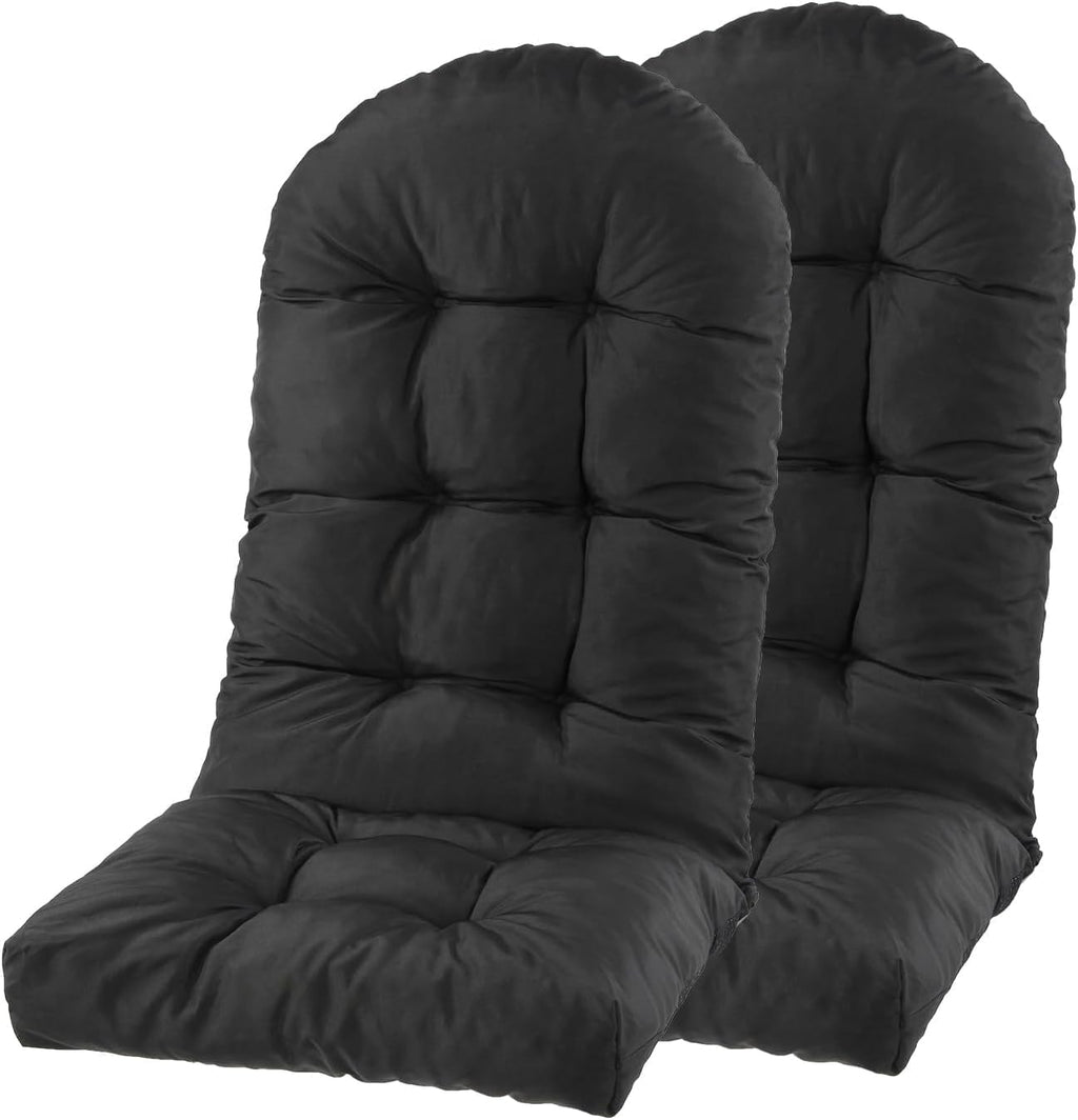 Outdoor Adirondack Chair Cushions Set of 2, Non-Slip Waterproof High Back Tufted Patio Seat Pads for Porch Rocking Chair 44"x19.6"x4.7", Black