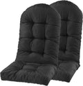 Outdoor Adirondack Chair Cushions Set of 2, Non-Slip Waterproof High Back Tufted Patio Seat Pads for Porch Rocking Chair 44"x19.6"x4.7", Black