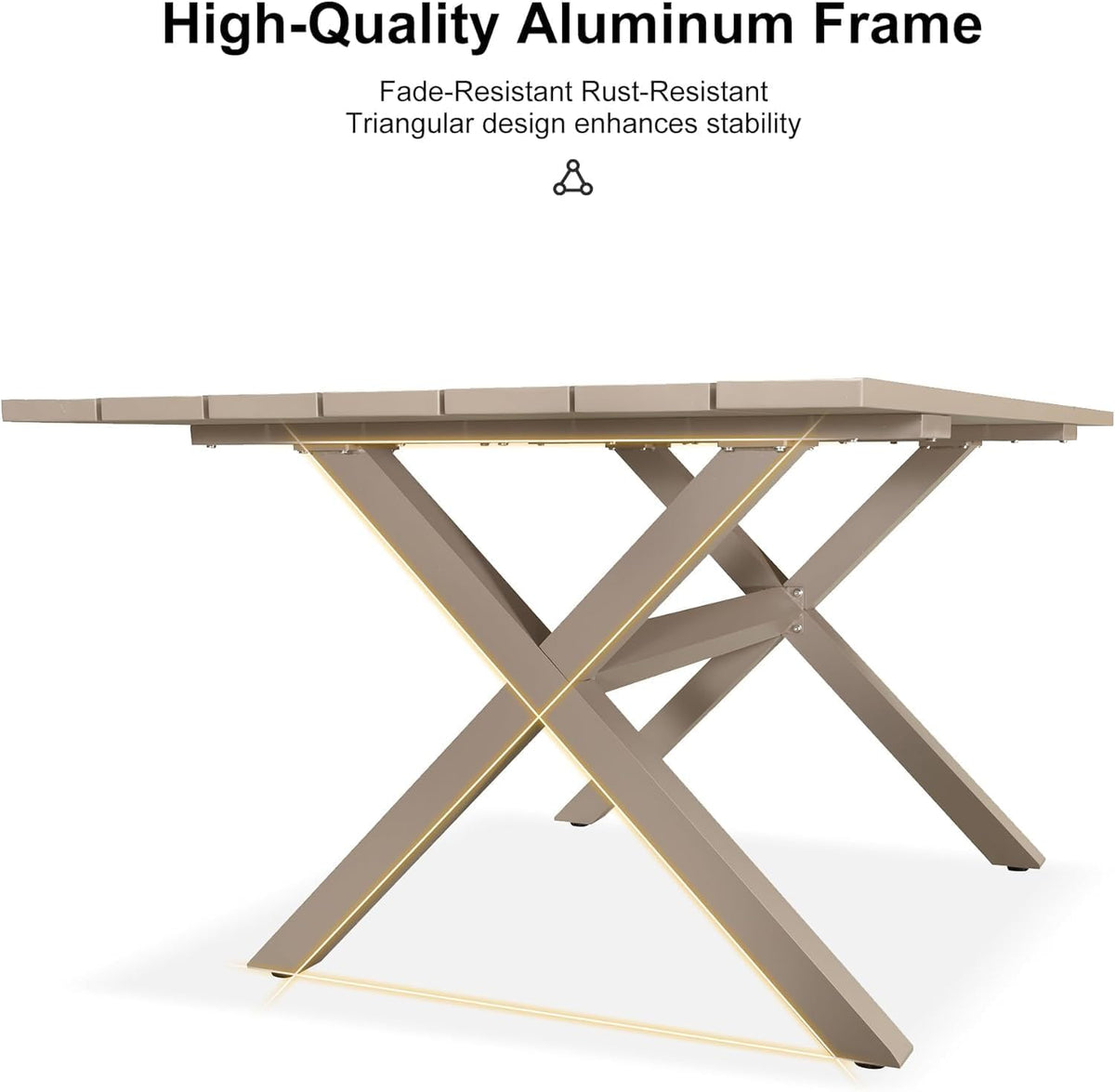 PURPLE LEAF 7 Pieces Patio Dining Set with Longer Aluminum Table, Champagne