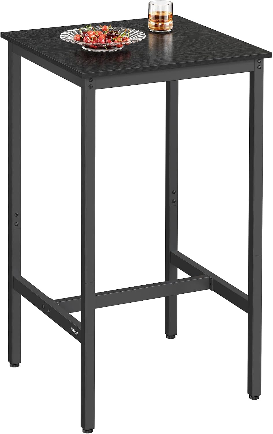 VASAGLE Bar Table, High Top Pub Table, Square, Metal Frame