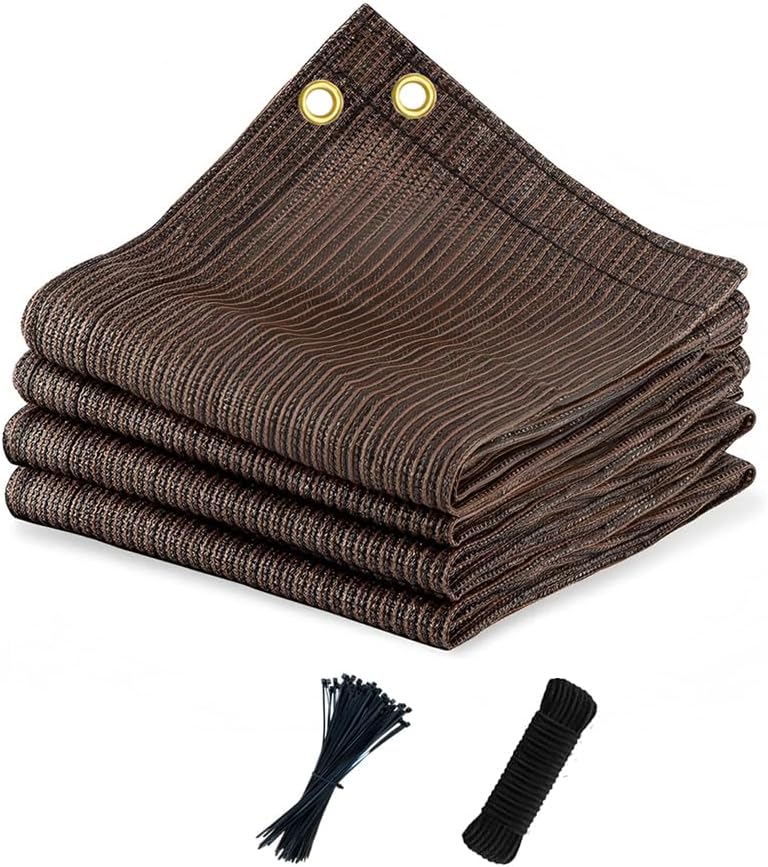 90% Sun Shade Cloth for Patio, 12x12 Ft Breathable Sunshade Fabric for Garden, UV Resisant & Privacy Protection Shade Screen for Pergola, Backyard, Deck, Balcony, Mocha