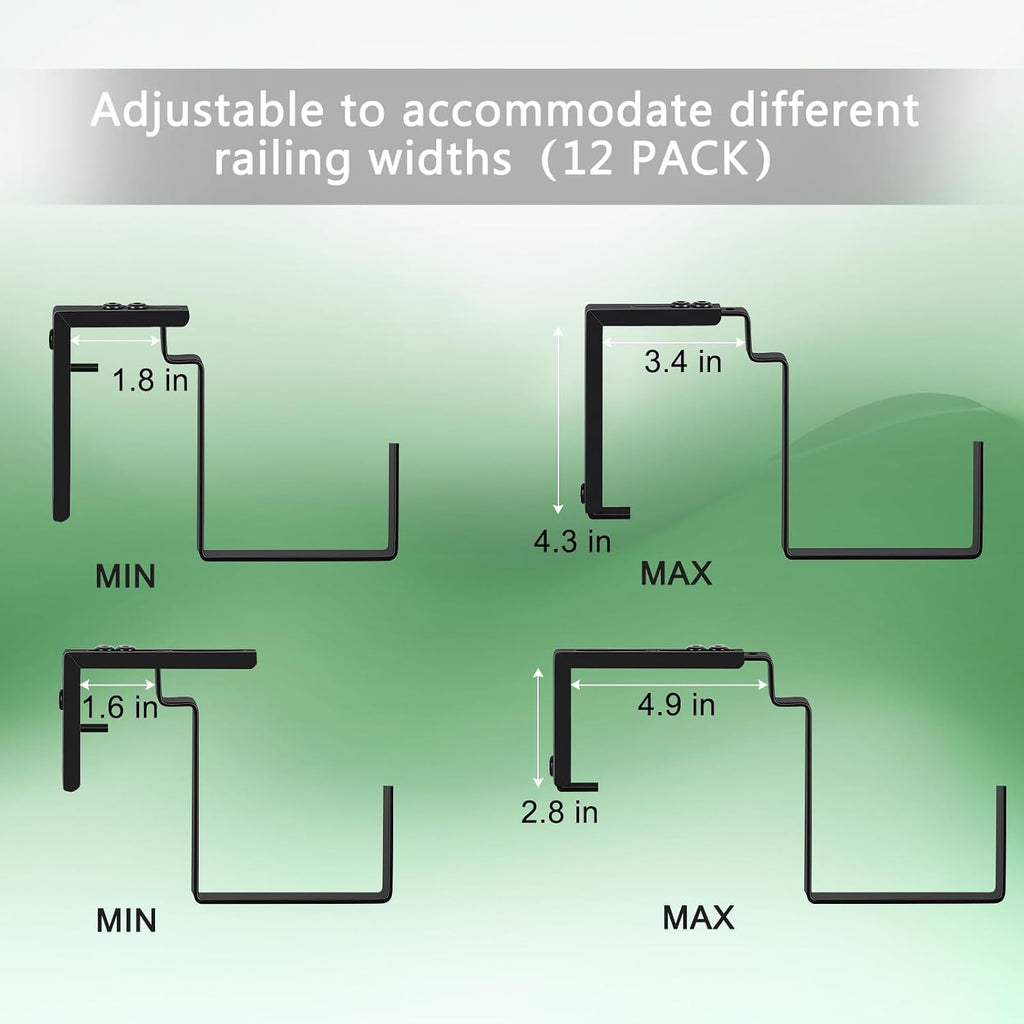 CADUKE 6 PCS Railing Planter Boxes, Black Planter Boxes with Bracket