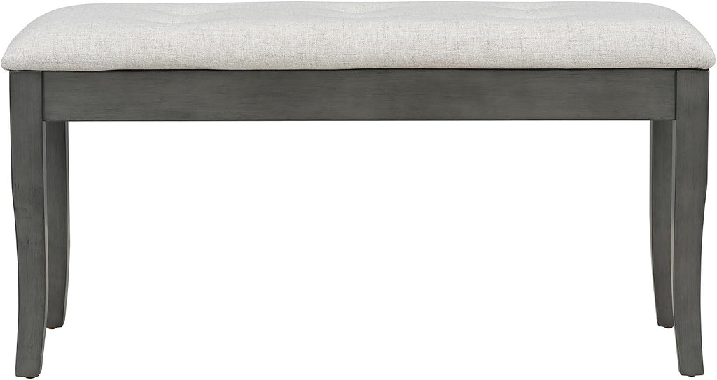 Merax 6-Piece Farmhouse Dining Table Set with Bench and Upholstered Chairs, Rectangular Table Set for 4-6, Kitchen & Dining Room Furniture, Antique Gray