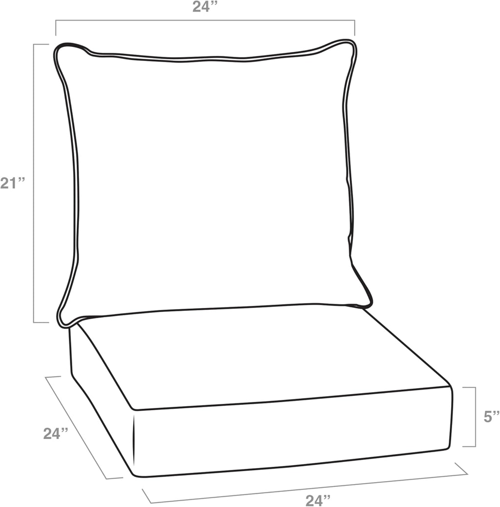 Arden Outdoor Deep Seat Cushion Set, Foam, 24x24, Sage Green Texture