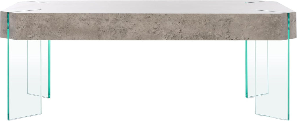 SAFAVIEH Home Collection Katelyn Light Concrete Grey/Glass Leg Coffee Table