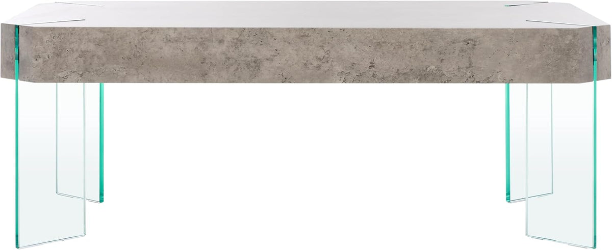 SAFAVIEH Home Collection Katelyn Light Concrete Grey/Glass Leg Coffee Table