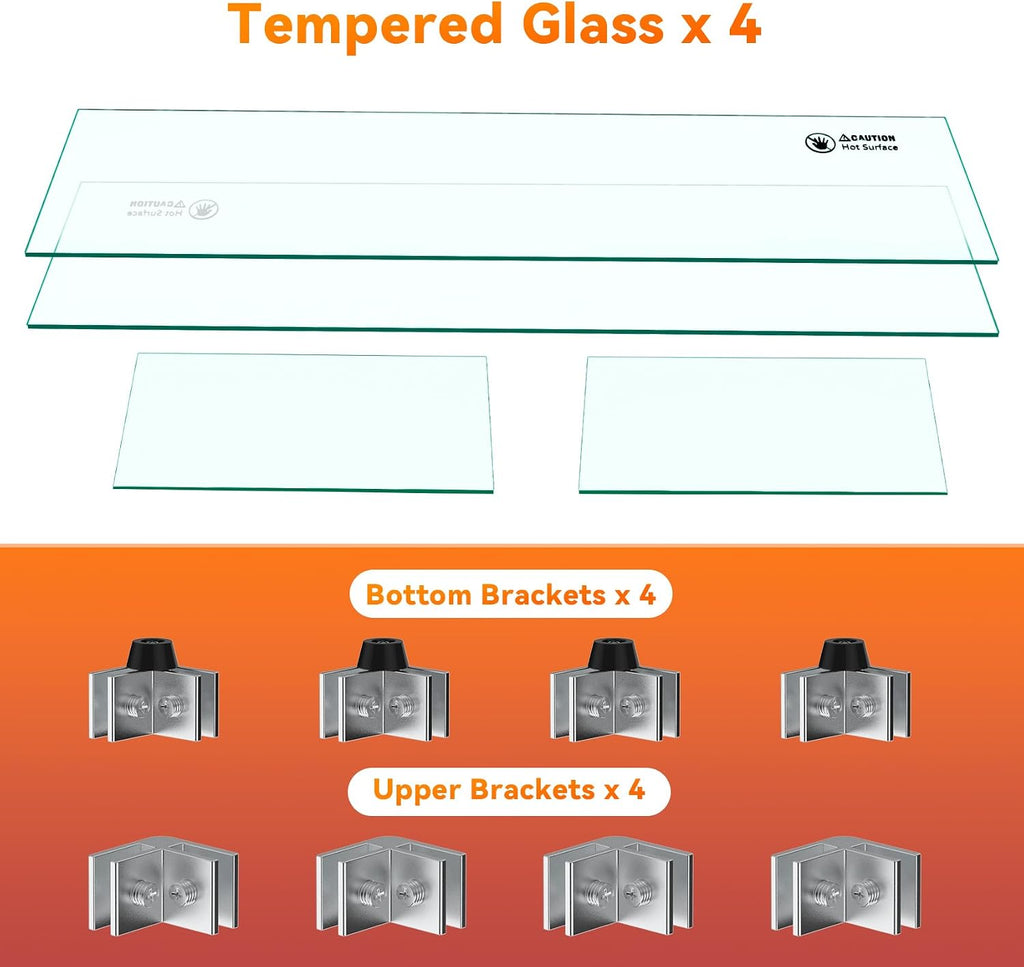 Skyflame 42" X 18" Rectangular Fire Pit Glass Wind Guard