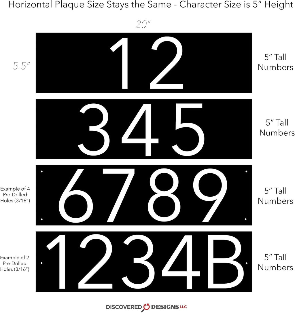 Address Signs for House - Modern Black 20” Horizontal House Number Sign