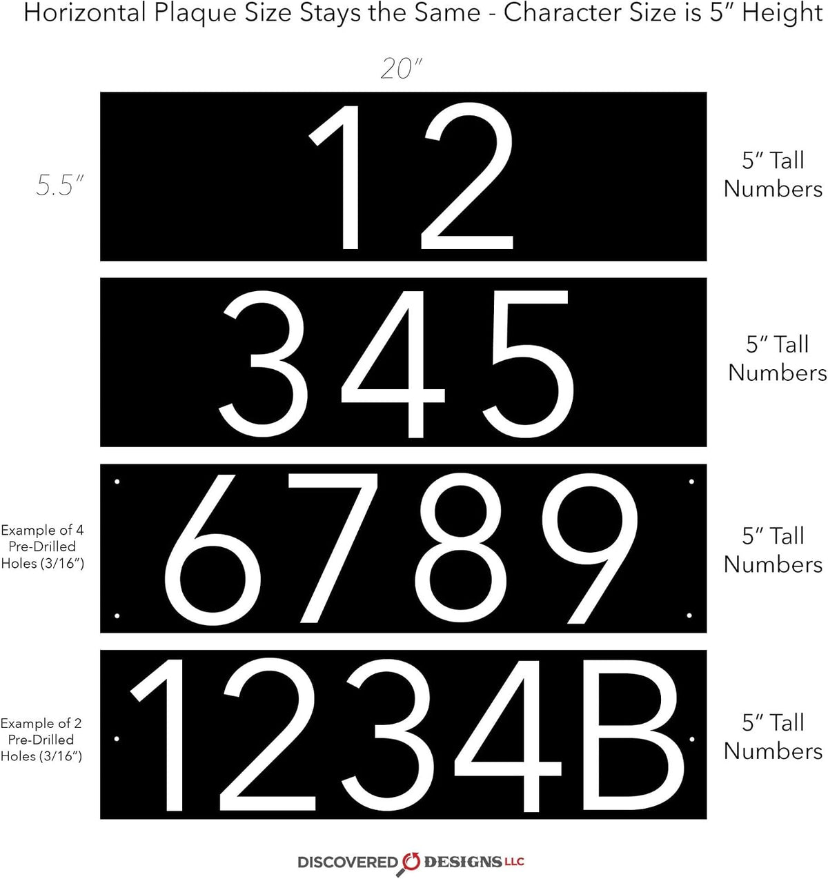 Address Signs for House - Modern Black 20” Horizontal House Number Sign