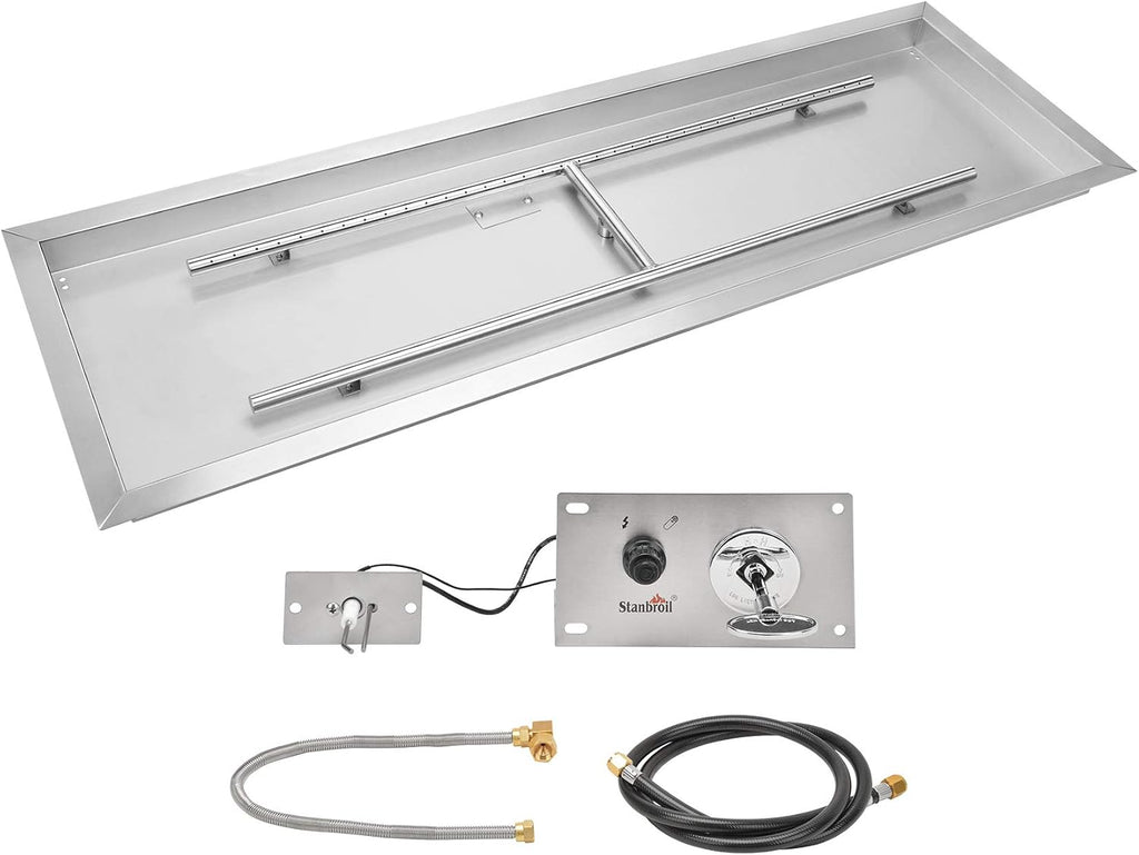 Stanbroil 48 x 14 inch Rectangle Fire Pit Kit with Spark Ignition