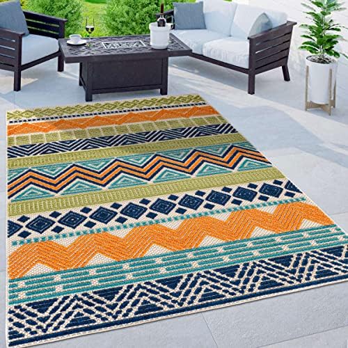 Rugshop Marbella Indoor/Outdoor Contemporary Boho Area Rug Multi 5' x 7'