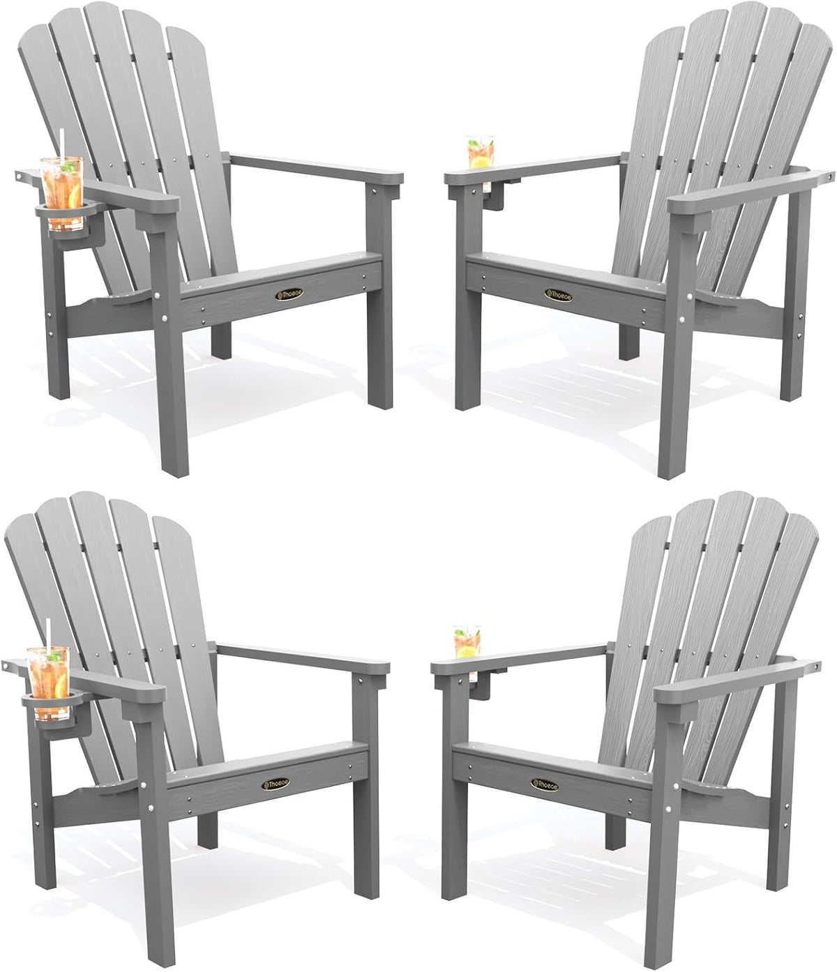 THOEOE Stackable Adirondack Chair Set of 4, Fire Pit Chairs Set of 4