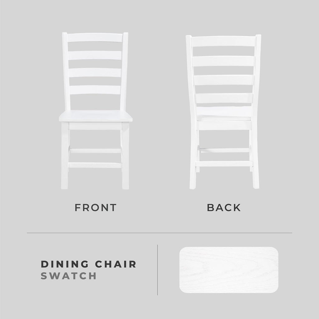 Lexicon Farmhouse Dining Chairs Set of 2, Wood Frame, Ladder Back, White