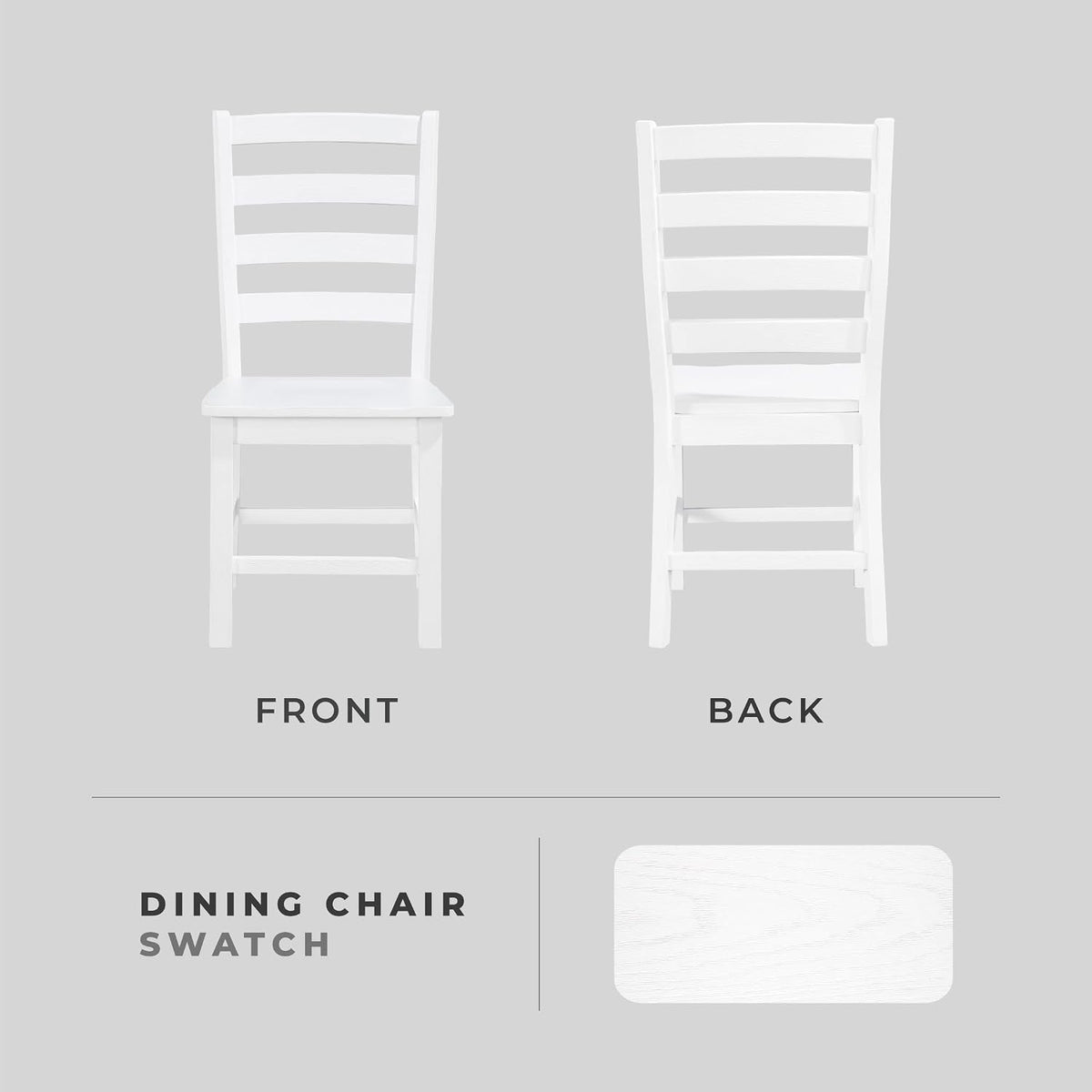 Lexicon Farmhouse Dining Chairs Set of 2, Wood Frame, Ladder Back, White