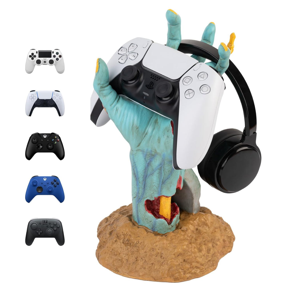 Gaming Controller Holder One More Life | Controller Holder Figure | Headphone Stand & Controller | Gaming Accessories for Desk | Gamer Gifts | Halloween Decorations