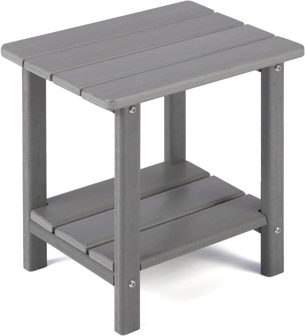 Apolimi Adirondack Outdoor Side Table, 2-Tier Sturdy Patio End Table Weather Resistant, 16.5" Solid Side Table for Patio, Pool, Porch