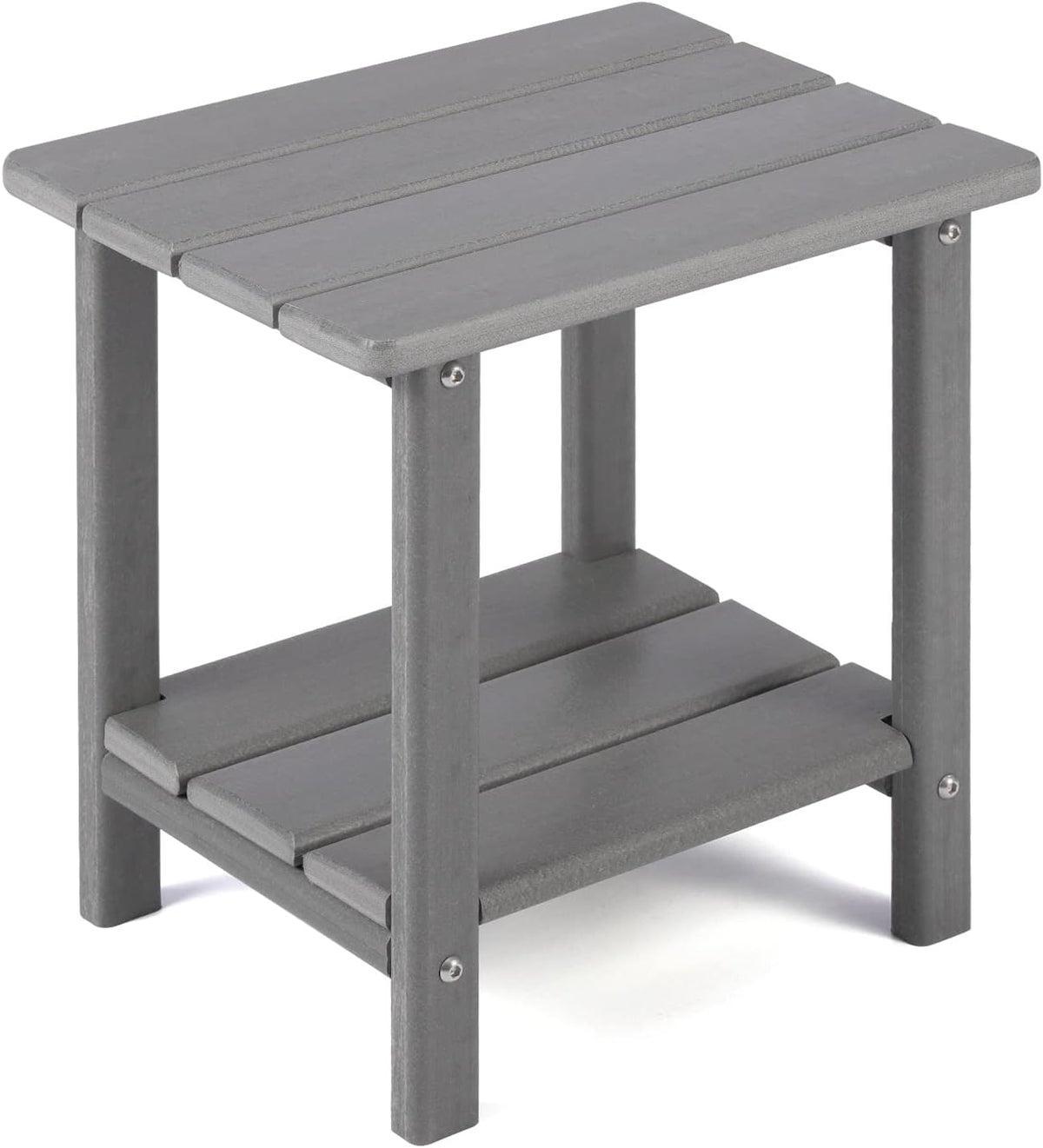 Apolimi Adirondack Outdoor Side Table, 2-Tier Sturdy Patio End Table Weather Resistant, 16.5" Solid Side Table for Patio, Pool, Porch