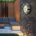 OCEST 13 Inch Waterproof Indoor Outdoor Wall Clock with Thermometer, Brown