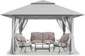CROWN SHADES 13x13 Pop Up Gazebo, Outdoor Canopy Tent, Grey