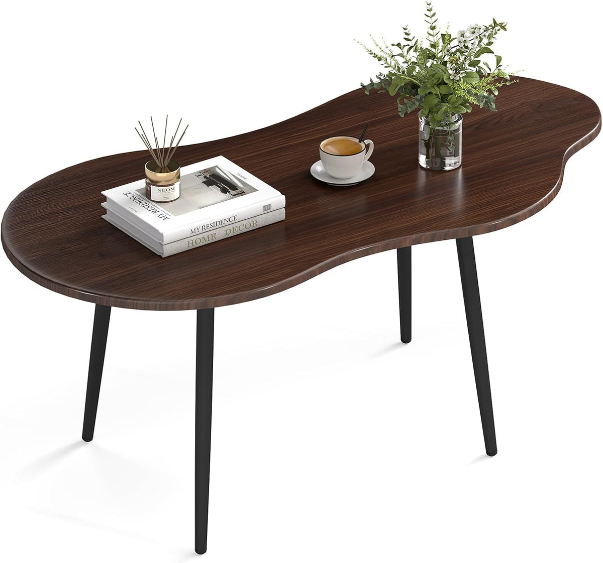 GIANTEX Small Coffee Table, 39.5" Cloud Center Table, Walnut