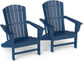 GREENVINES Oversized Adirondack Chairs Set of 2, HDPE All Weather, Blue