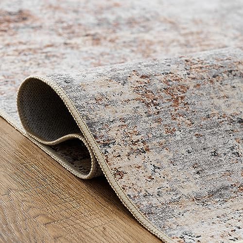 jinchan 5x7 Modern Abstract Washable Non-Slip Area Rug, Taupe