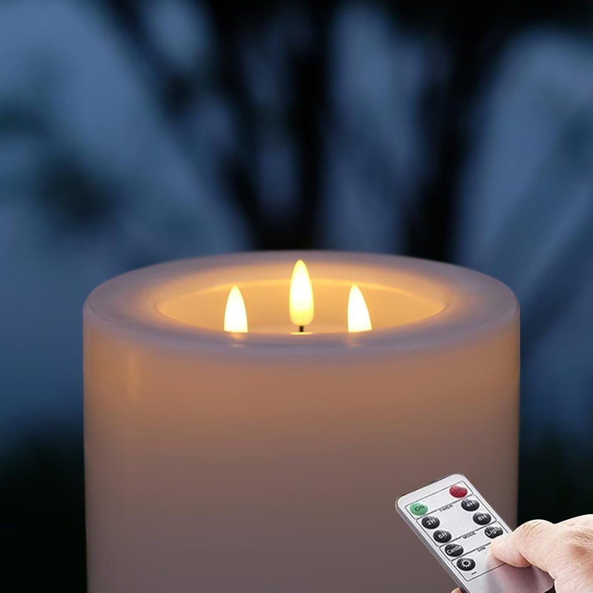 Outdoor XL 6.45" x 8" Large Flameless Candles with Remote, Rainproof Waterproof, LED Battery Operated, Flickering Pillar CANDLES, Need 3-C Batteries (Not Included)