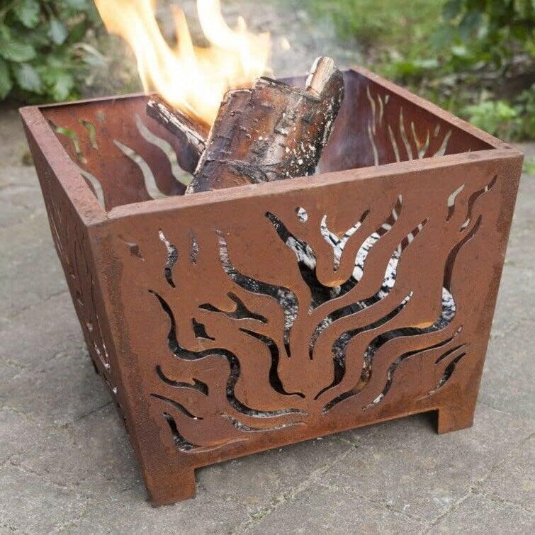 esschert design fire basket with legs showing dimensions