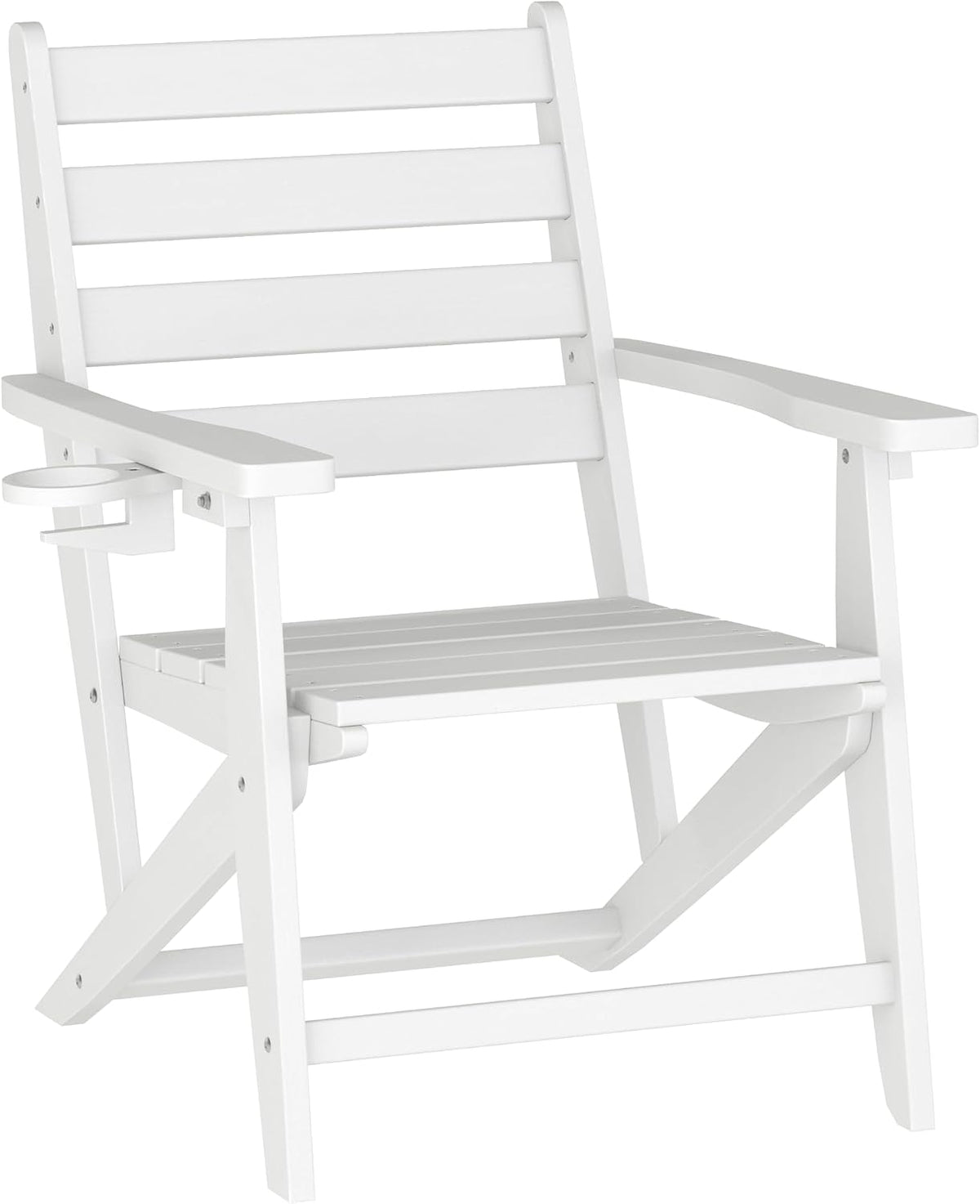 Flash Furniture HDPE Adirondack Dining Chair with Cup Holder, White