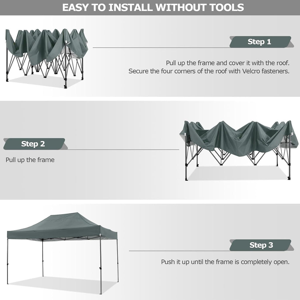 COBIZI 10x15 Heavy Duty Pop up Canopy Tent with Sidewalls Commercial Canopy