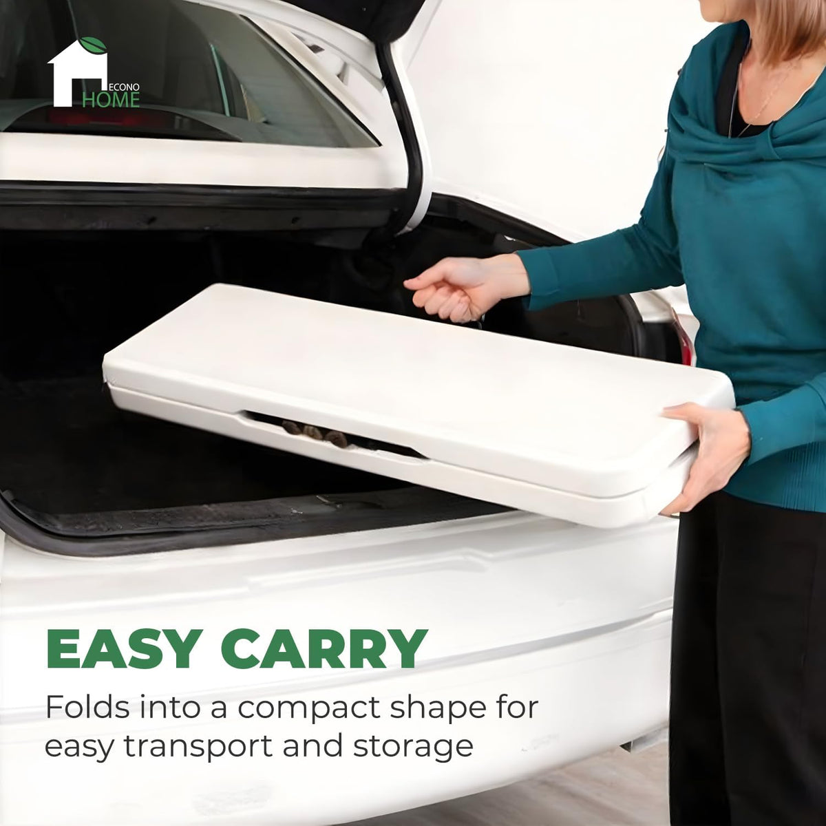 econohome portable white folding bench – heavy-duty, lightweight on a desk or shelf