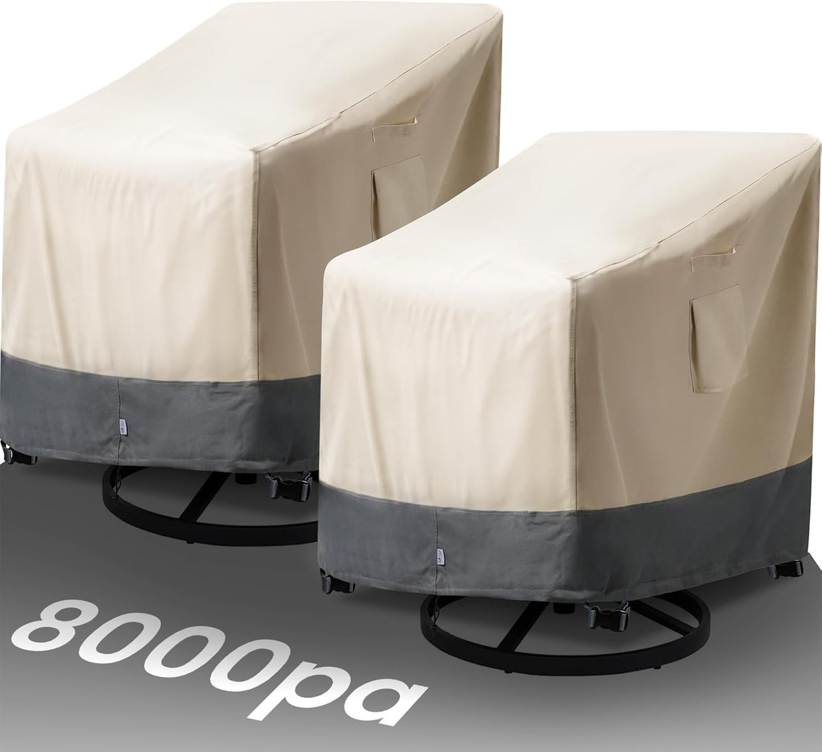 Extra Heavy Duty Patio Rocking Chair Covers Waterproof - 2 Pack Patio Furniture Seat Covers for Outdoor Swivel/ Rocking Chair, with Air Vents, 28" W x 33" D x 38.5" H