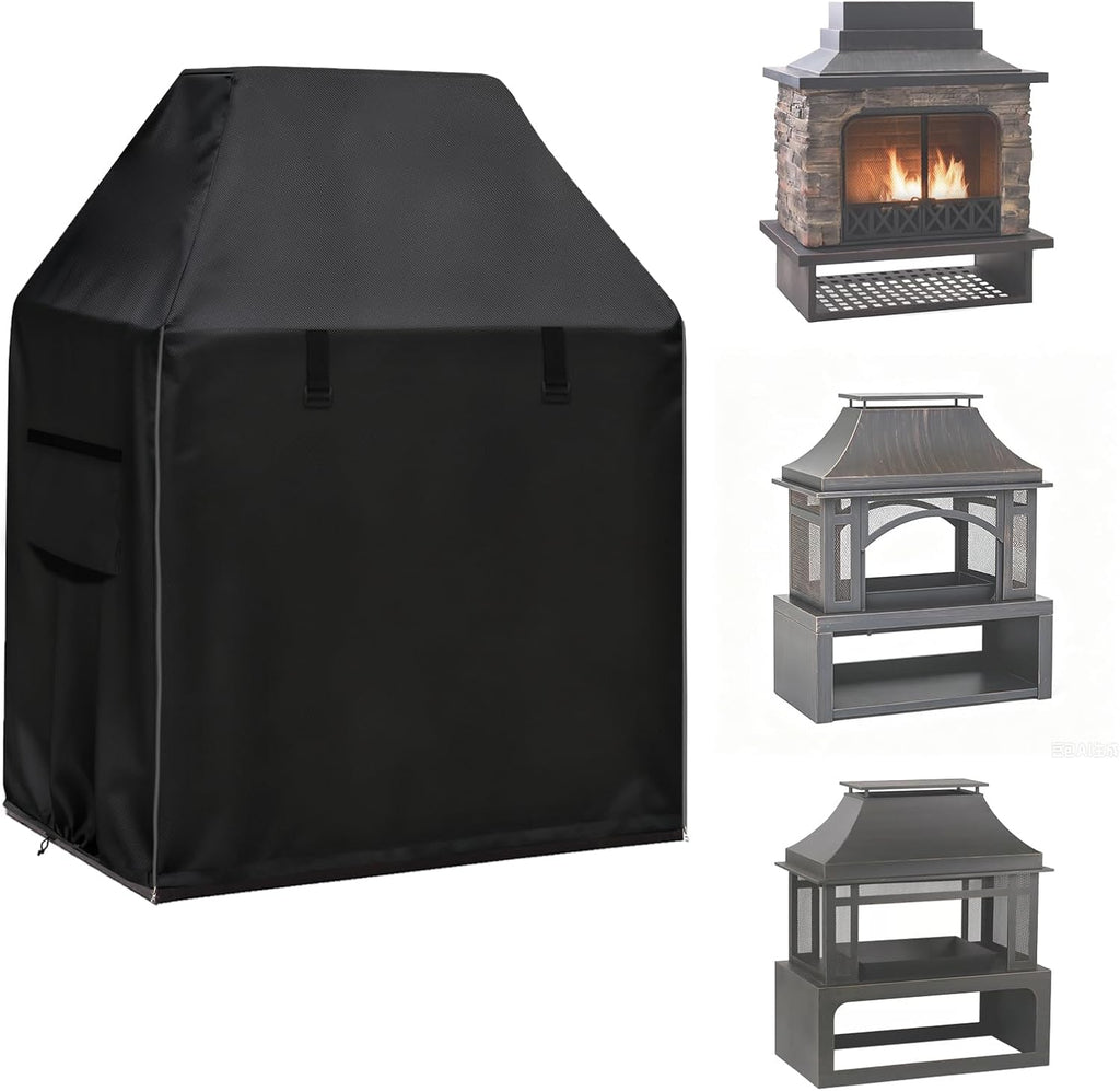 Outdoor Fireplace Cover, 42"W x 24"D x 48"H, Black